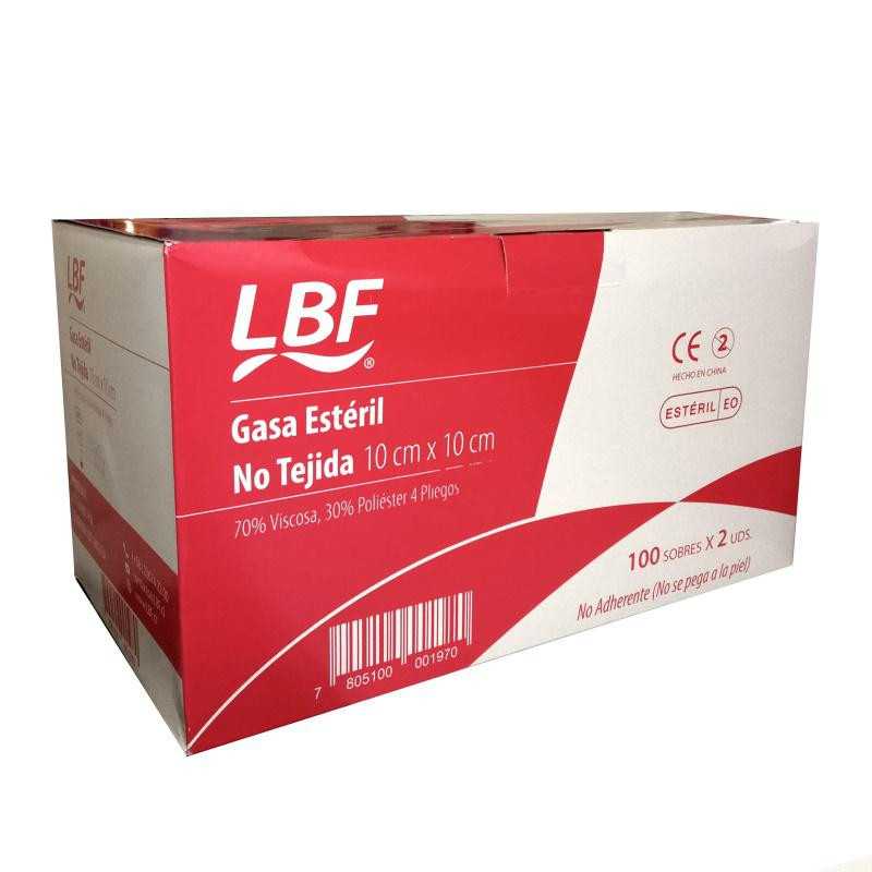 Gasa No Tejida 4 Pliegues Esteril 10x10cm Sobre x2 - Caja x 100 (LBF) - Farmacia AraucoMed
