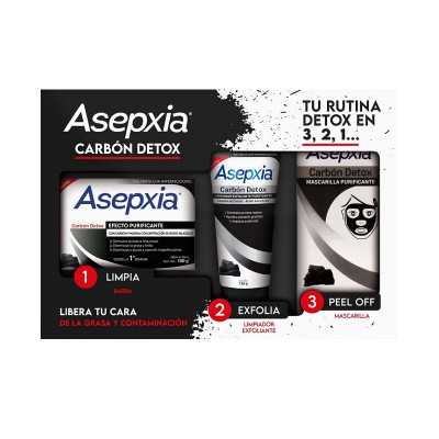 Asepxia Jabón Barra Carbón+ Exfoliante+ Mascarilla