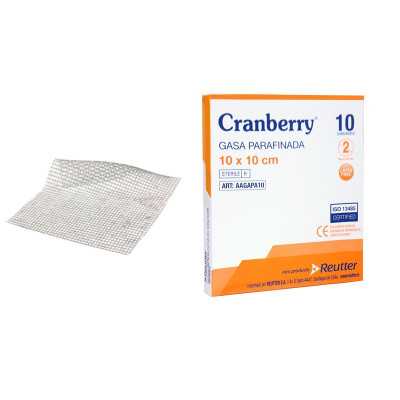 Gasa Parafinada esteril 10 x 10 cm. x 1 unidad. (Cranberry)