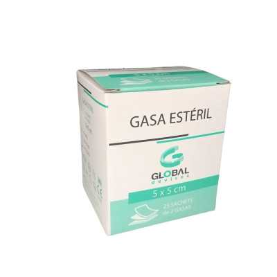 GASA ESTERIL NO TEJIDA 5x5CM 4PLY X2 x25 GLOBAL 