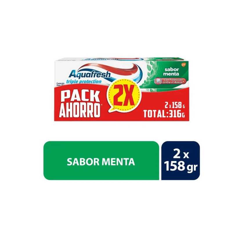 AQUAFRESH TRIPLE PROTECCION MENTA 158G PACK X 2 